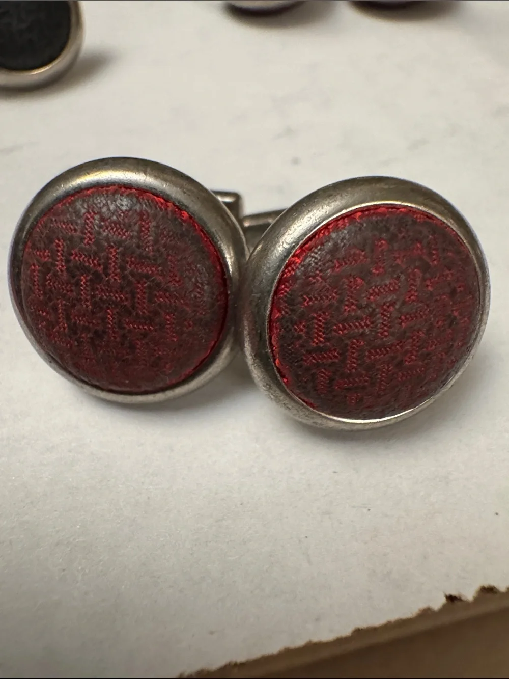 Vintage Lot of 5 Thomas Pink London Enamel Fabric Cufflinks Set